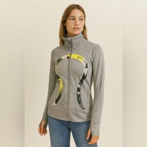 Lululemon Gray Zip-Up Jacket Size 10 – Logo Print Detail